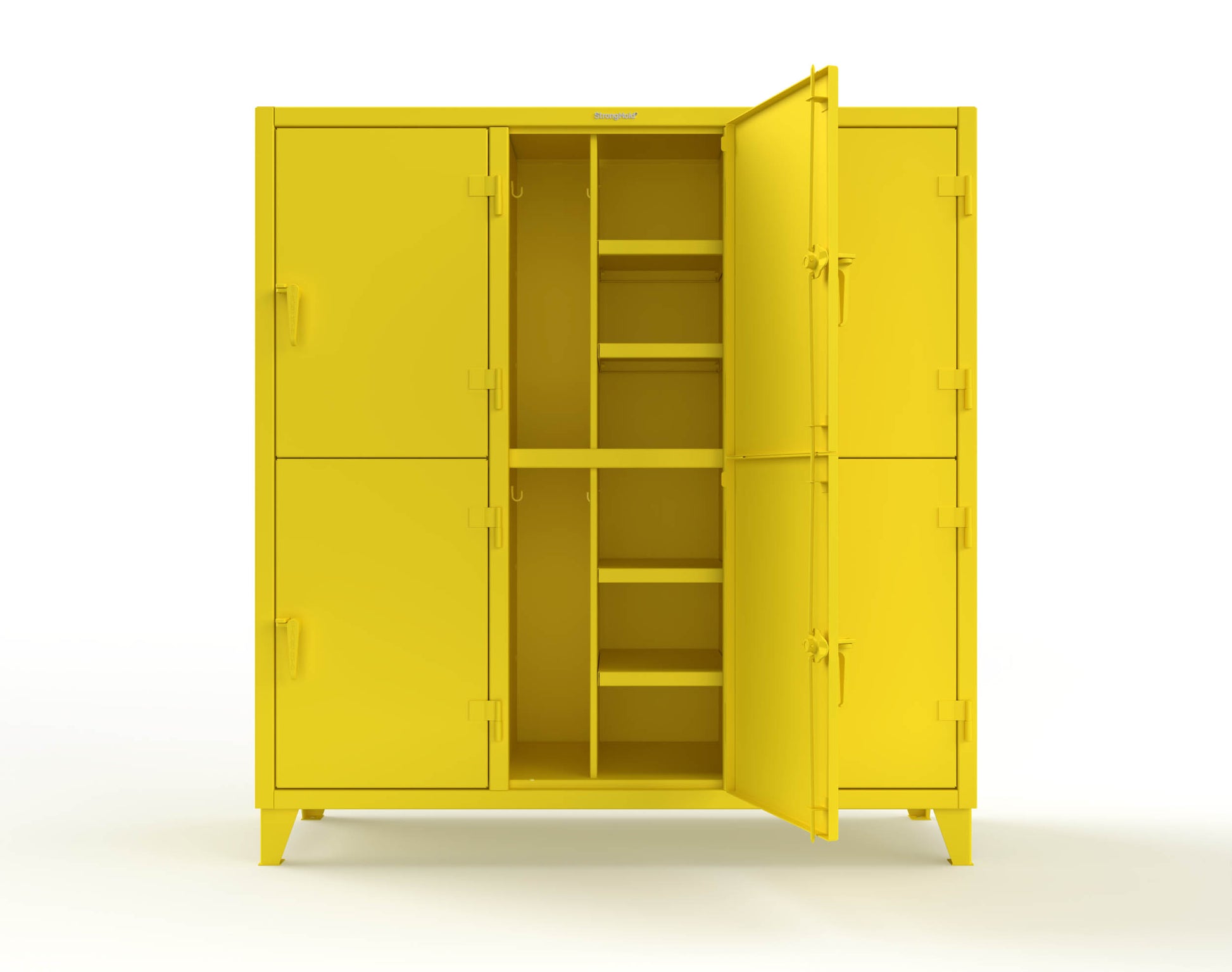 Extreme Duty 12 GA Double-Tier Locker with 6 Compartments, 12 Shelves, Coat Hooks - 74 in. W x 24in. D x 78 in. H - 66-24-2TPL-1023