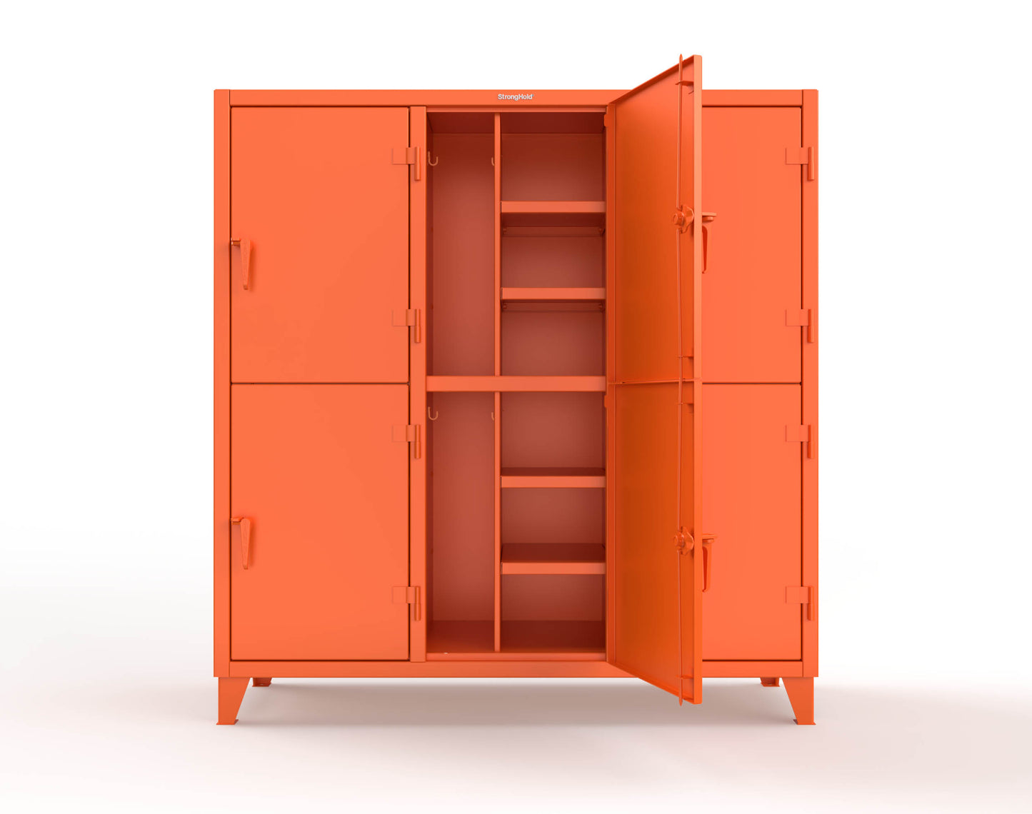 Extreme Duty 12 GA Double-Tier Locker with 6 Compartments, 12 Shelves, Coat Hooks - 74 in. W x 24in. D x 78 in. H - 66-24-2TPL-2004