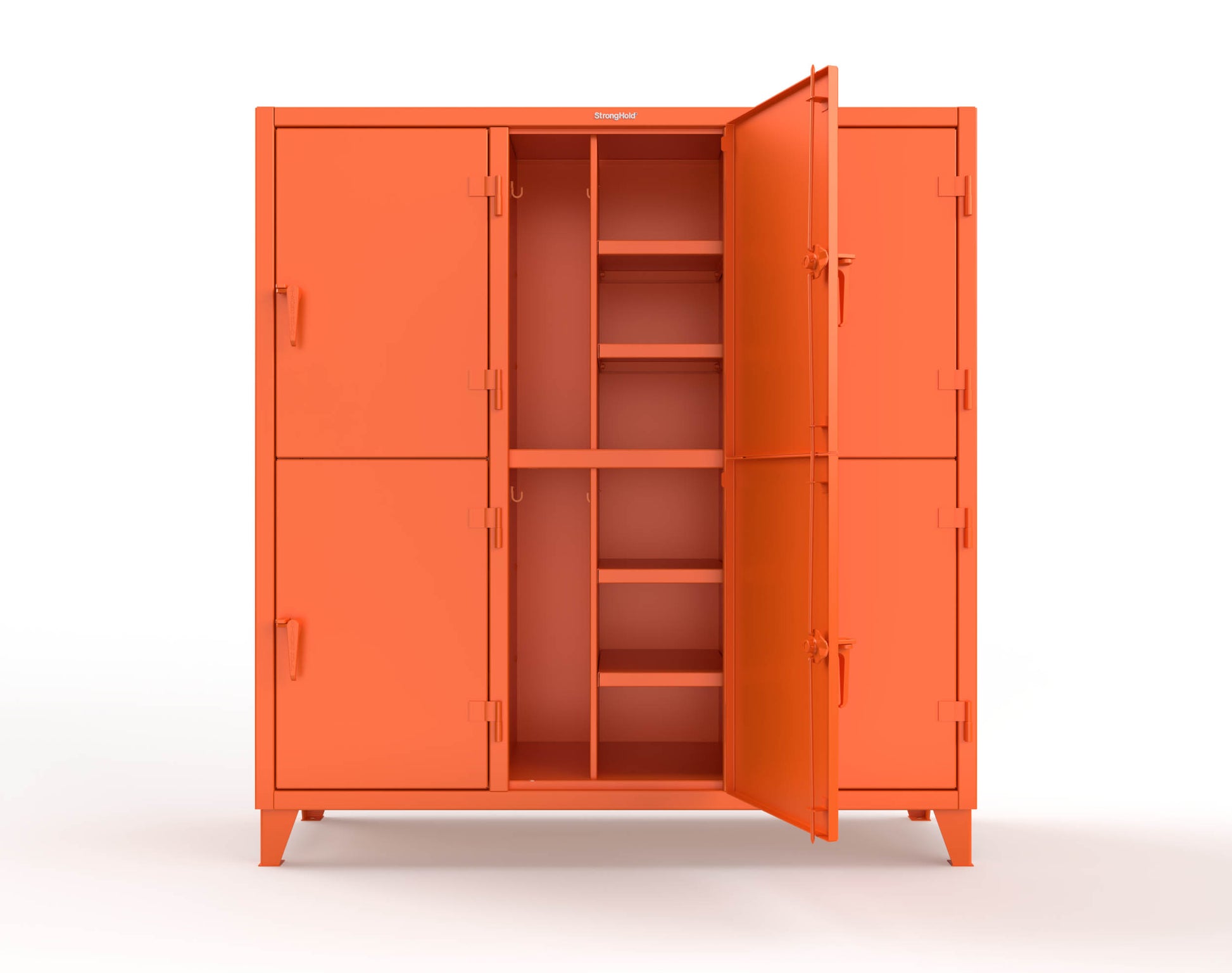 Extreme Duty 12 GA Double-Tier Locker with 6 Compartments, 12 Shelves, Coat Hooks - 74 in. W x 24in. D x 78 in. H - 66-24-2TPL-2004