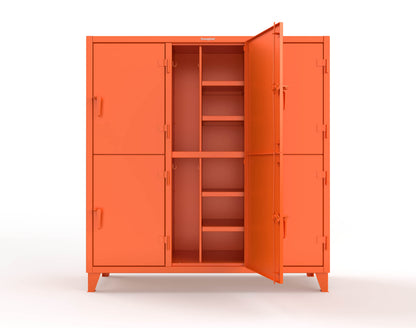 Extreme Duty 12 GA Double-Tier Locker with 6 Compartments, 12 Shelves, Coat Hooks - 74 in. W x 24in. D x 78 in. H - 66-24-2TPL-2004