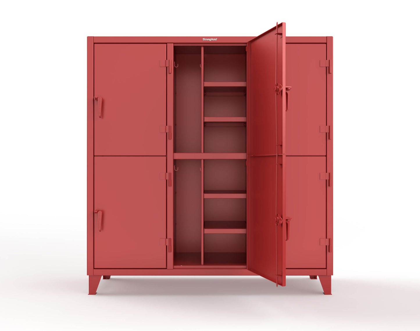 Extreme Duty 12 GA Double-Tier Locker with 6 Compartments, 12 Shelves, Coat Hooks - 74 in. W x 24in. D x 78 in. H - 66-24-2TPL-3001