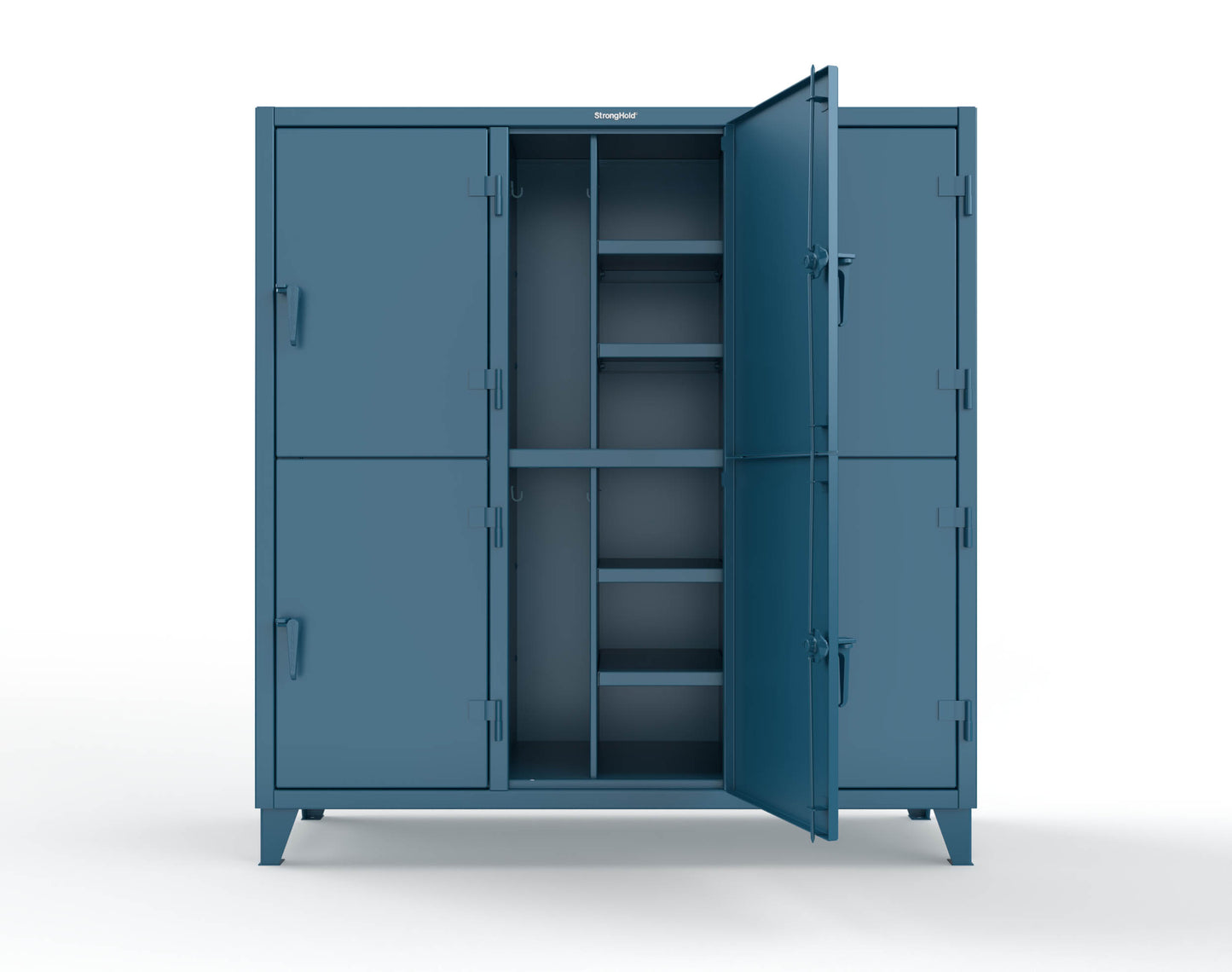 Extreme Duty 12 GA Double-Tier Locker with 6 Compartments, 12 Shelves, Coat Hooks - 74 in. W x 24in. D x 78 in. H - 66-24-2TPL-5010