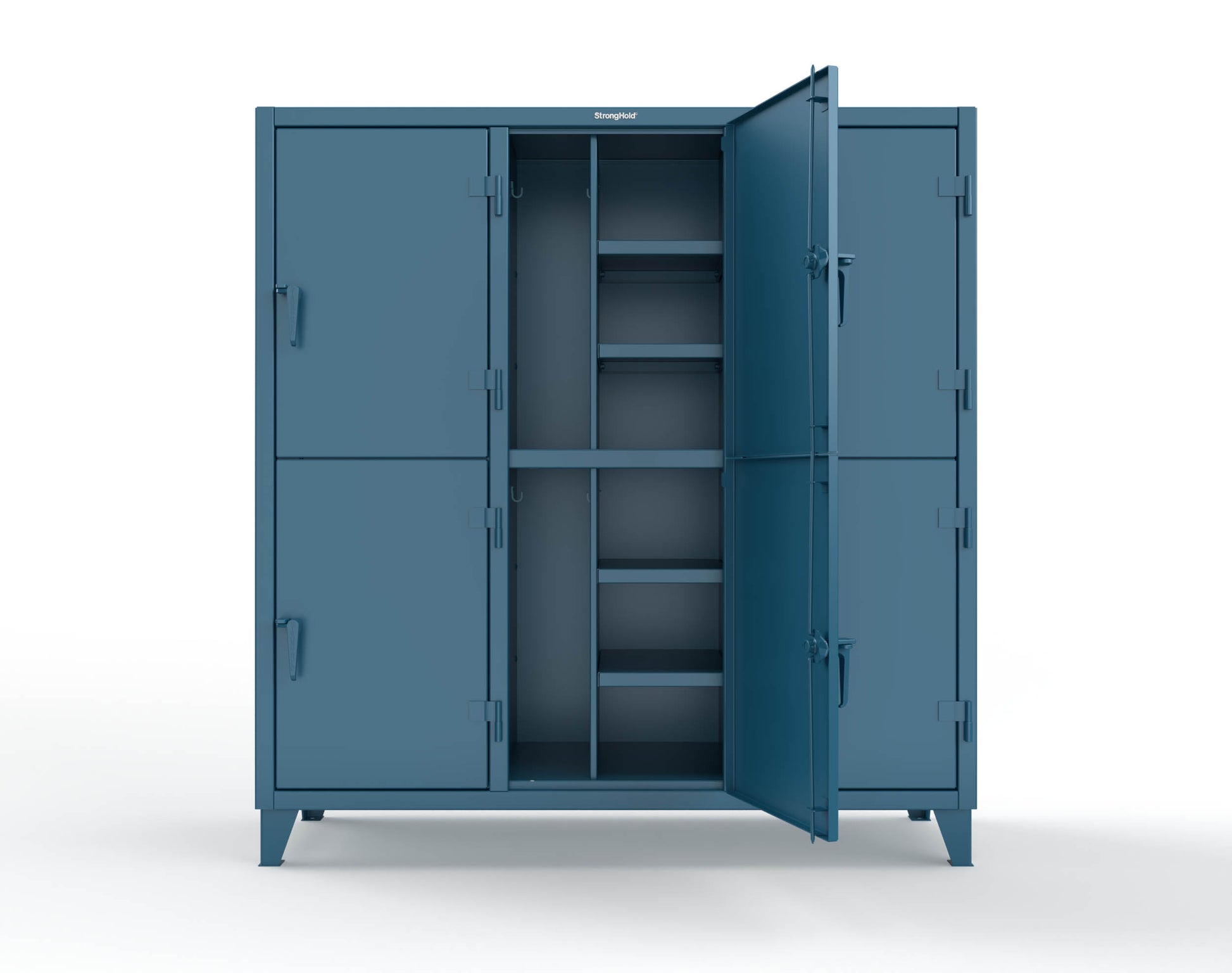 Extreme Duty 12 GA Double-Tier Locker with 6 Compartments, 12 Shelves, Coat Hooks - 74 in. W x 24in. D x 78 in. H - 66-24-2TPL-5010