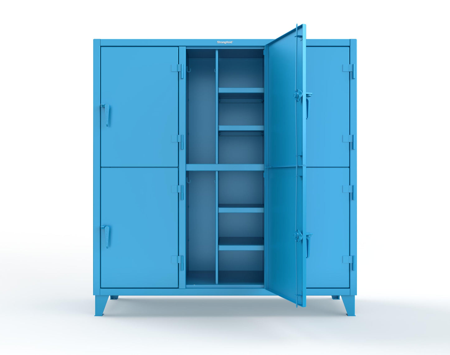 Extreme Duty 12 GA Double-Tier Locker with 6 Compartments, 12 Shelves, Coat Hooks - 74 in. W x 24in. D x 78 in. H - 66-24-2TPL-5012