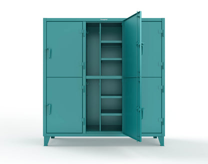 Extreme Duty 12 GA Double-Tier Locker with 6 Compartments, 12 Shelves, Coat Hooks - 74 in. W x 24in. D x 78 in. H - 66-24-2TPL-5021