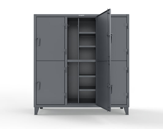 Extreme Duty 12 GA Double-Tier Locker with 6 Compartments, 12 Shelves, Coat Hooks - 74 in. W x 24in. D x 78 in. H - 66-24-2TPL-7024