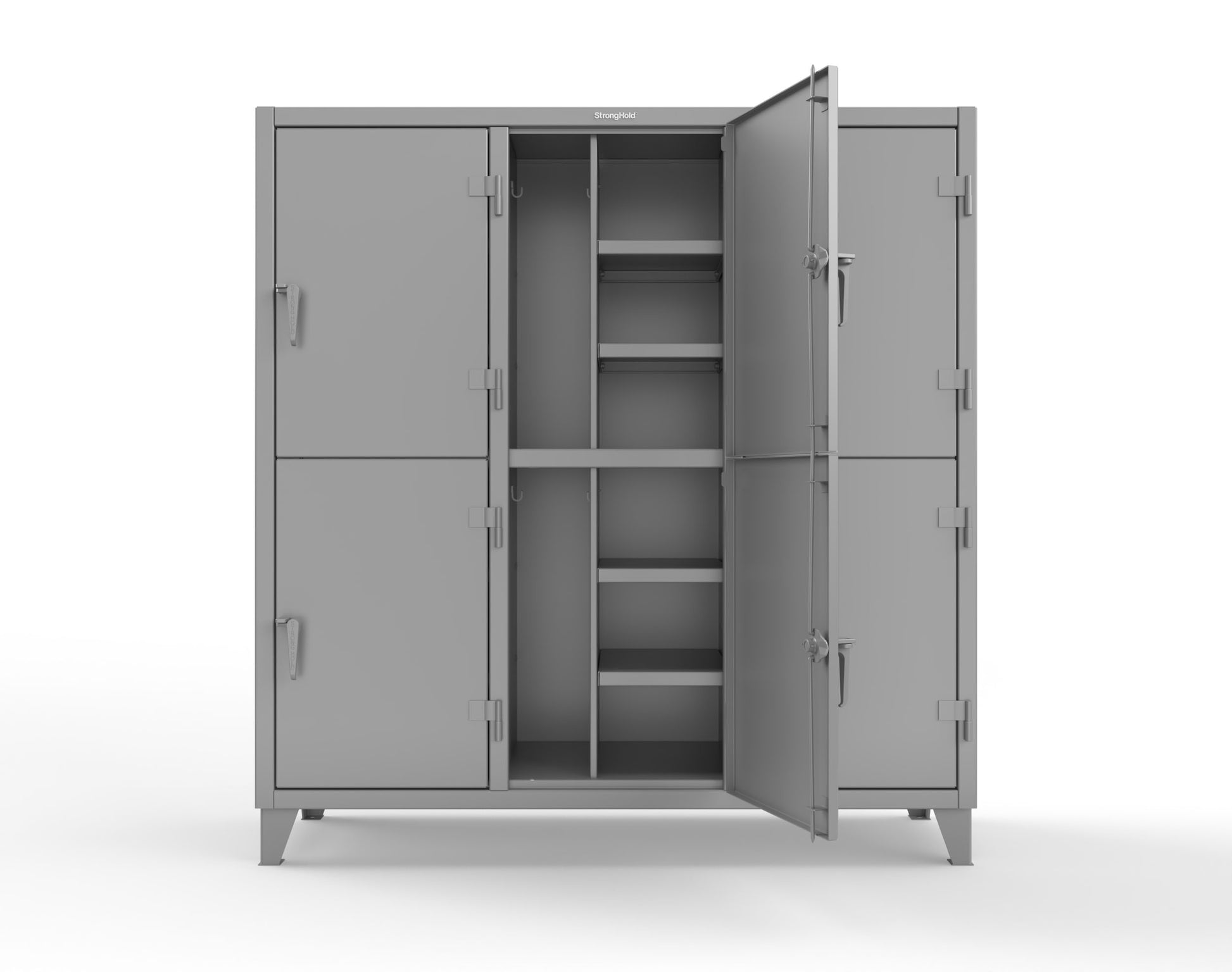 Extreme Duty 12 GA Double-Tier Locker with 6 Compartments, 12 Shelves, Coat Hooks - 74 in. W x 24in. D x 78 in. H - 66-24-2TPL-7037