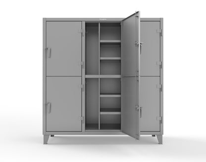 Extreme Duty 12 GA Double-Tier Locker with 6 Compartments, 12 Shelves, Coat Hooks - 74 in. W x 24in. D x 78 in. H - 66-24-2TPL-7037