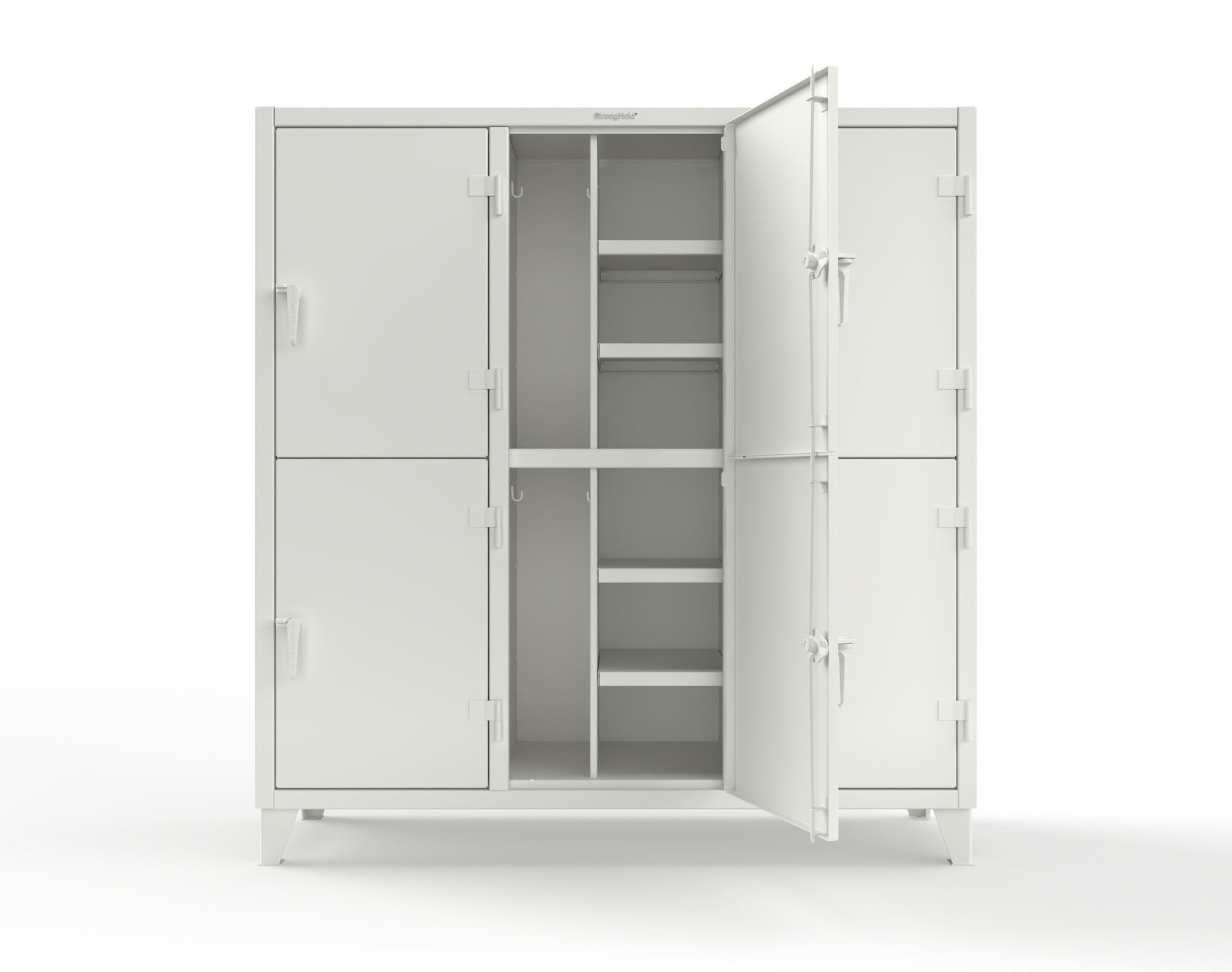 Extreme Duty 12 GA Double-Tier Locker with 6 Compartments, 12 Shelves, Coat Hooks - 74 in. W x 24in. D x 78 in. H - 66-24-2TPL-9003
