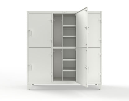 Extreme Duty 12 GA Double-Tier Locker with 6 Compartments, 12 Shelves, Coat Hooks - 74 in. W x 24in. D x 78 in. H - 66-24-2TPL-9003