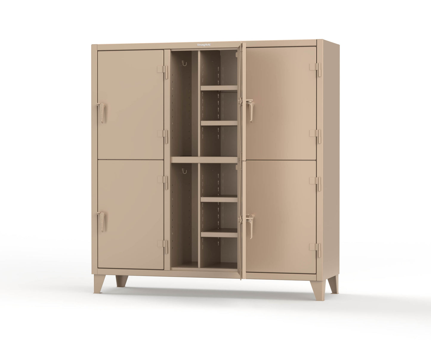 Extreme Duty 12 GA Double-Tier Locker with 6 Compartments, 12 Shelves, Coat Hooks - 74 in. W x 24in. D x 78 in. H - 66-24-2TPL-1019