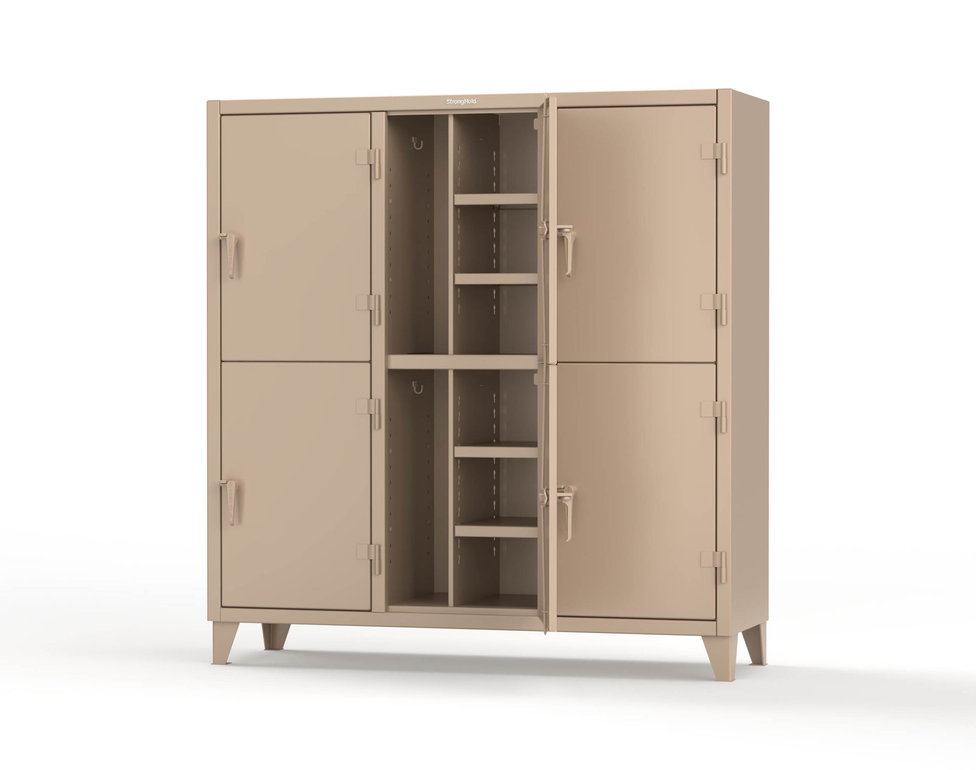 Extreme Duty 12 GA Double-Tier Locker with 6 Compartments, 12 Shelves, Coat Hooks - 74 in. W x 24in. D x 78 in. H - 66-24-2TPL-1019
