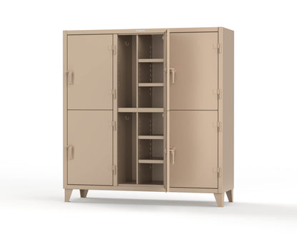Extreme Duty 12 GA Double-Tier Locker with 6 Compartments, 12 Shelves, Coat Hooks - 74 in. W x 24in. D x 78 in. H - 66-24-2TPL-1019