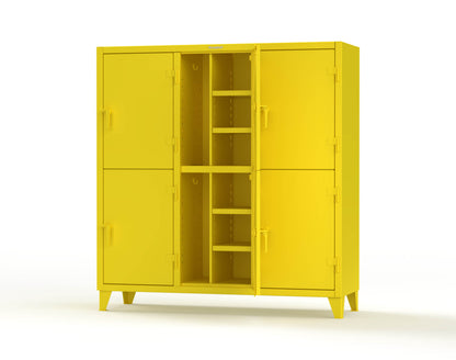 Extreme Duty 12 GA Double-Tier Locker with 6 Compartments, 12 Shelves, Coat Hooks - 74 in. W x 24in. D x 78 in. H - 66-24-2TPL-1023