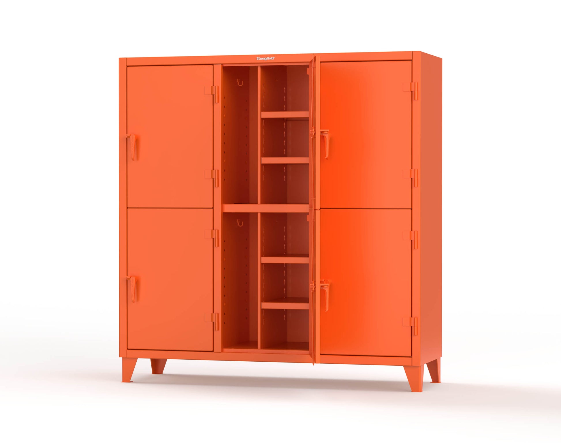 Extreme Duty 12 GA Double-Tier Locker with 6 Compartments, 12 Shelves, Coat Hooks - 74 in. W x 24in. D x 78 in. H - 66-24-2TPL-2004
