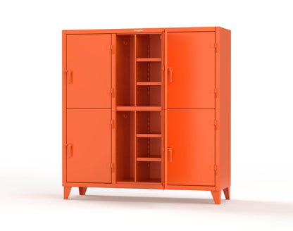 Extreme Duty 12 GA Double-Tier Locker with 6 Compartments, 12 Shelves, Coat Hooks - 74 in. W x 24in. D x 78 in. H - 66-24-2TPL-2004