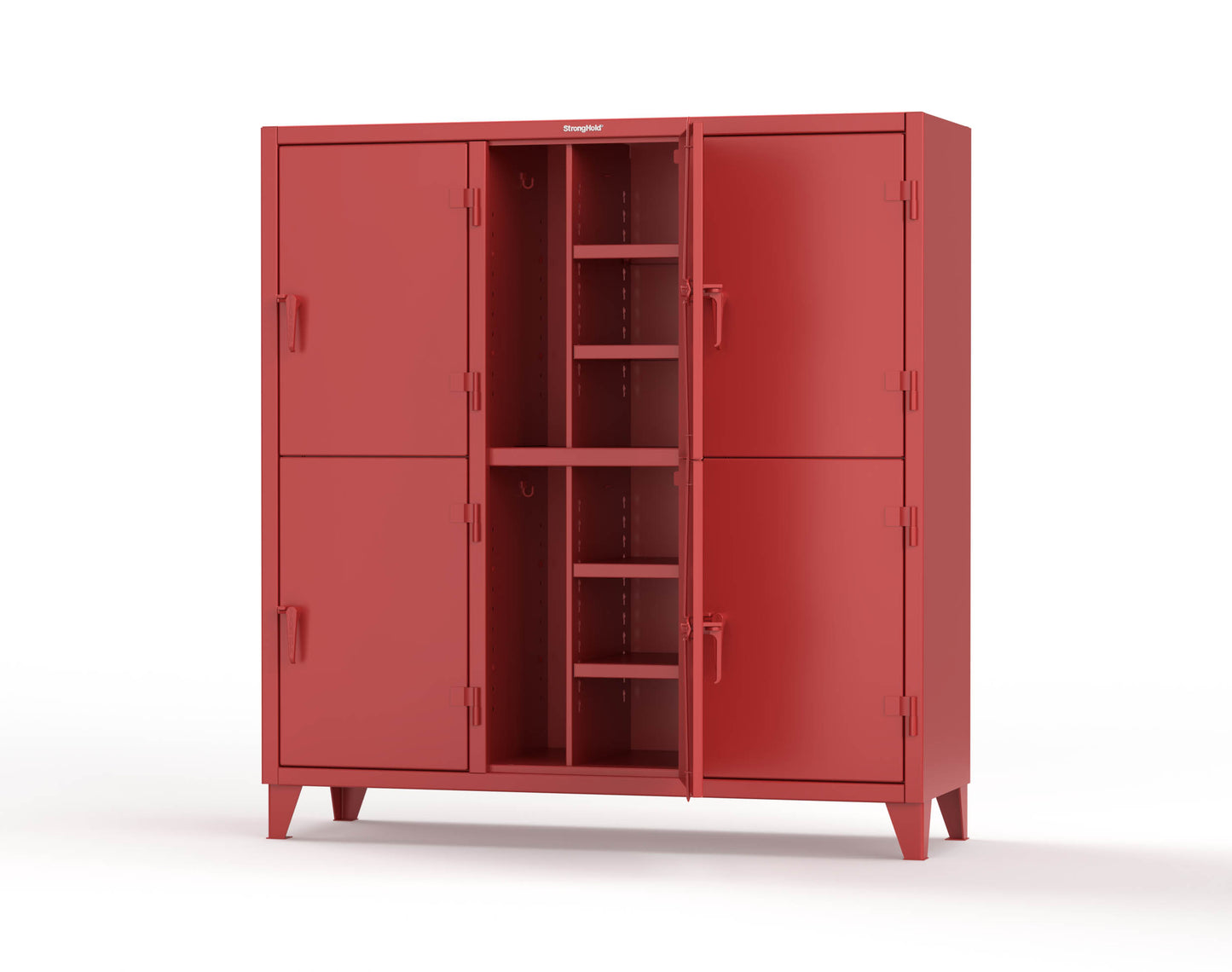 Extreme Duty 12 GA Double-Tier Locker with 6 Compartments, 12 Shelves, Coat Hooks - 74 in. W x 24in. D x 78 in. H - 66-24-2TPL-3001