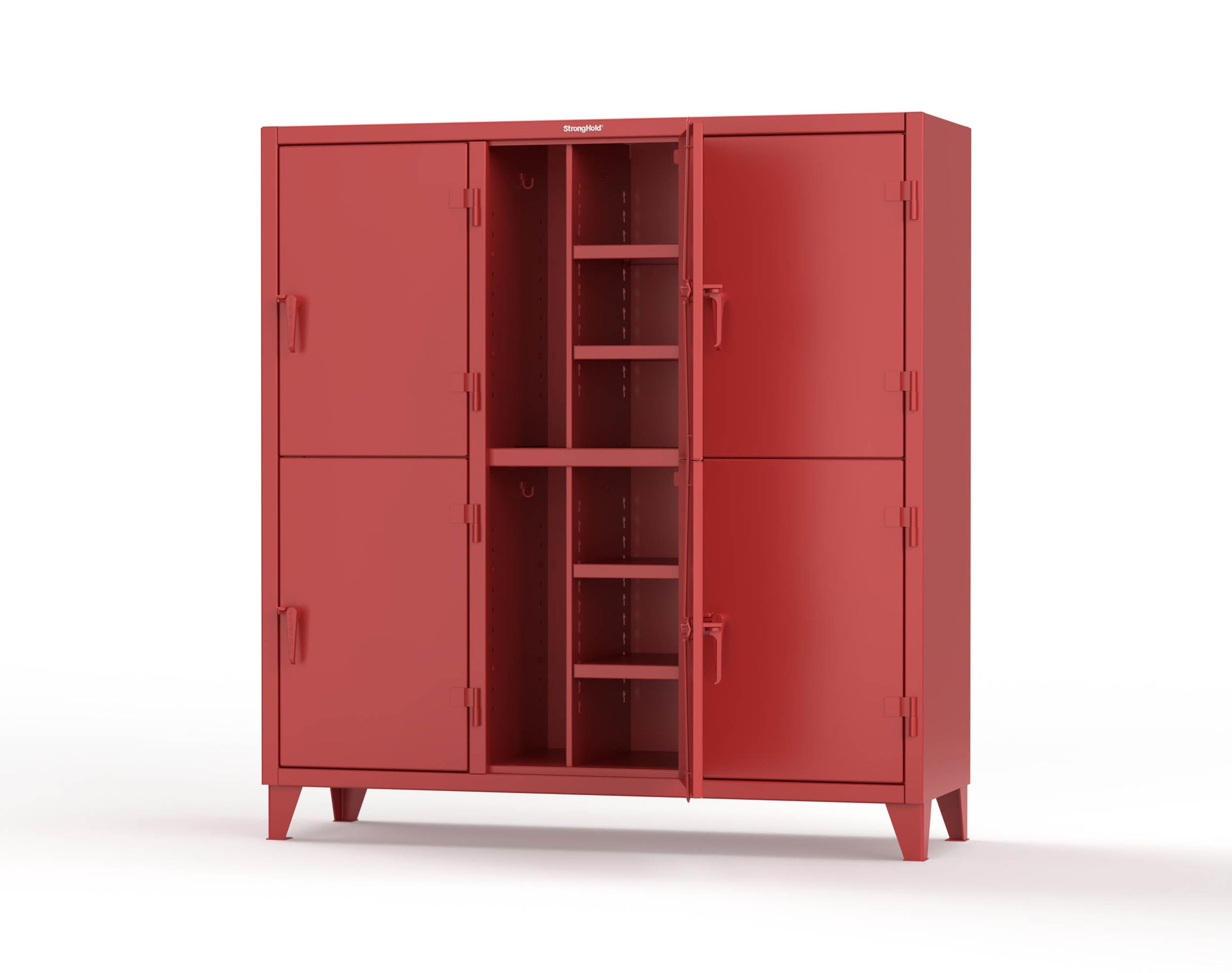 Extreme Duty 12 GA Double-Tier Locker with 6 Compartments, 12 Shelves, Coat Hooks - 74 in. W x 24in. D x 78 in. H - 66-24-2TPL-3001