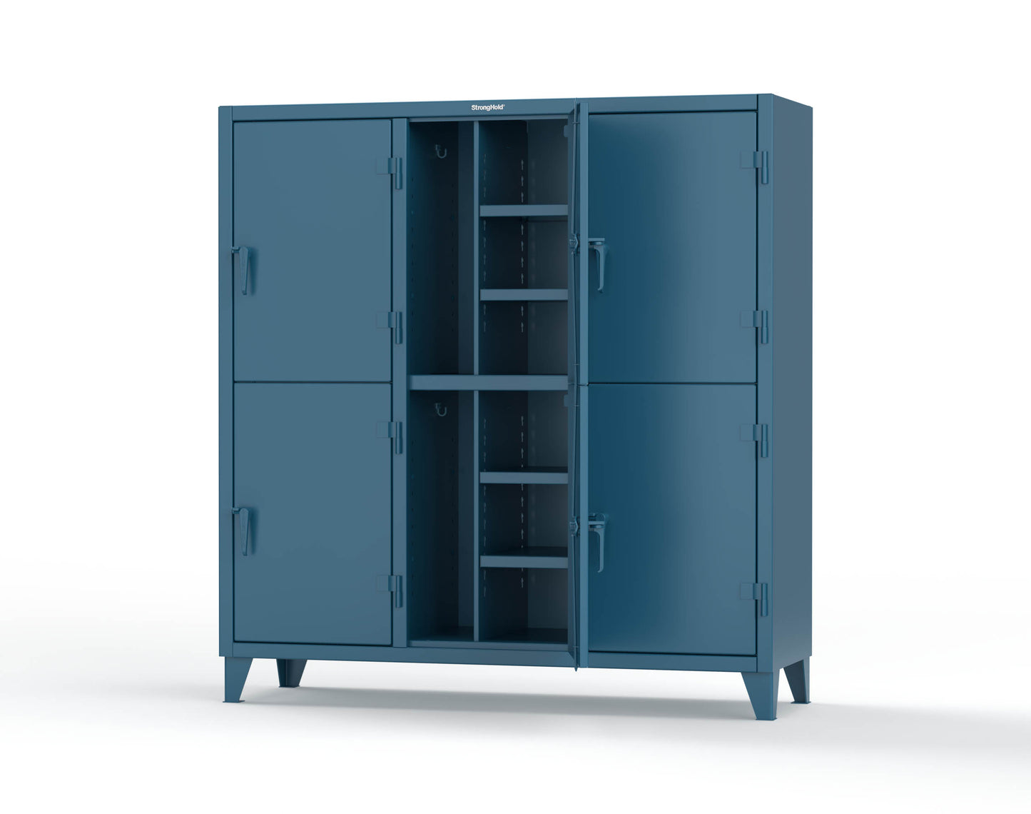 Extreme Duty 12 GA Double-Tier Locker with 6 Compartments, 12 Shelves, Coat Hooks - 74 in. W x 24in. D x 78 in. H - 66-24-2TPL-5010