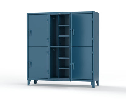 Extreme Duty 12 GA Double-Tier Locker with 6 Compartments, 12 Shelves, Coat Hooks - 74 in. W x 24in. D x 78 in. H - 66-24-2TPL-5010