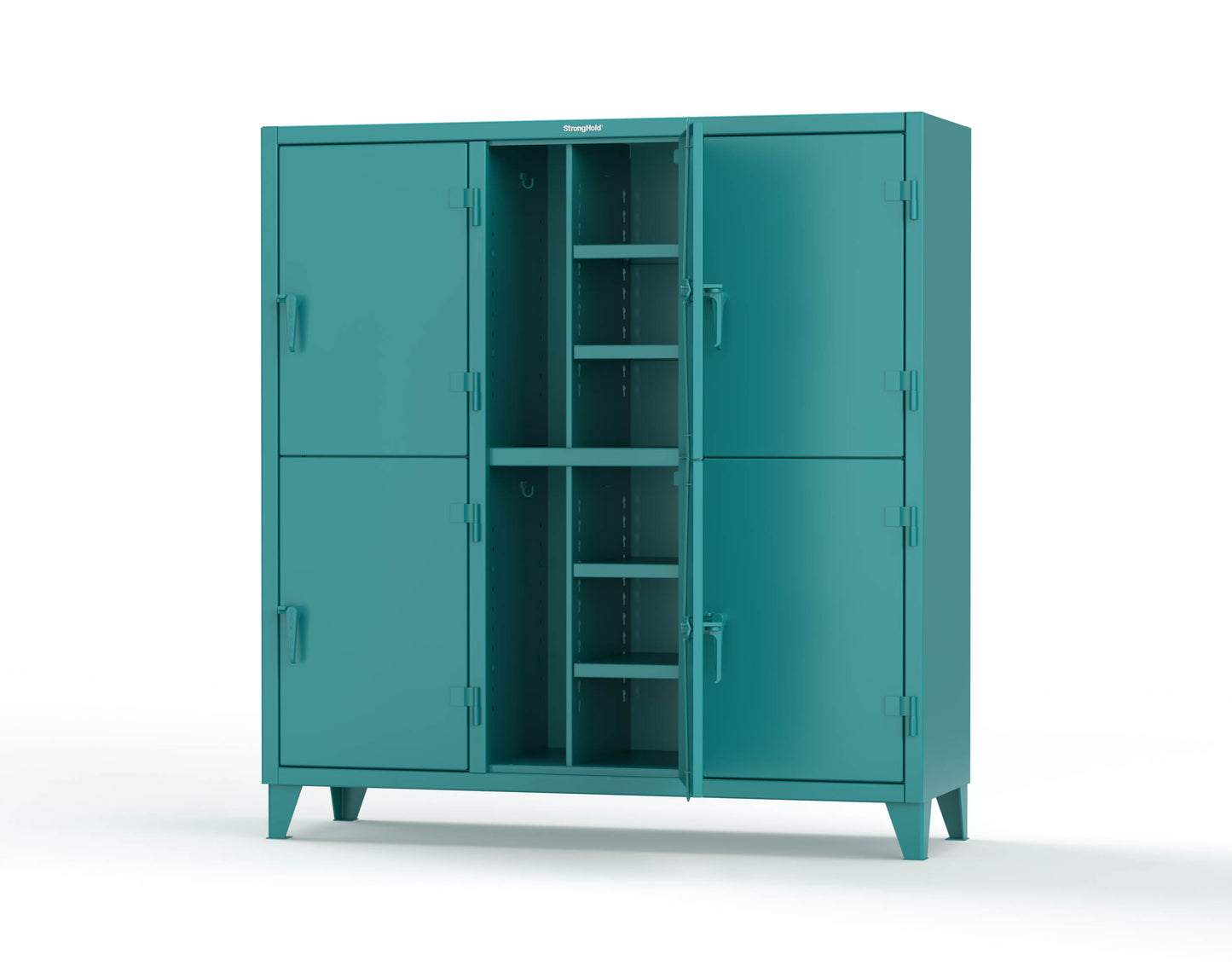 Extreme Duty 12 GA Double-Tier Locker with 6 Compartments, 12 Shelves, Coat Hooks - 74 in. W x 24in. D x 78 in. H - 66-24-2TPL-5021