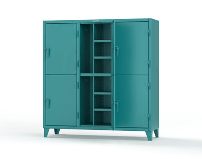 Extreme Duty 12 GA Double-Tier Locker with 6 Compartments, 12 Shelves, Coat Hooks - 74 in. W x 24in. D x 78 in. H - 66-24-2TPL-5021