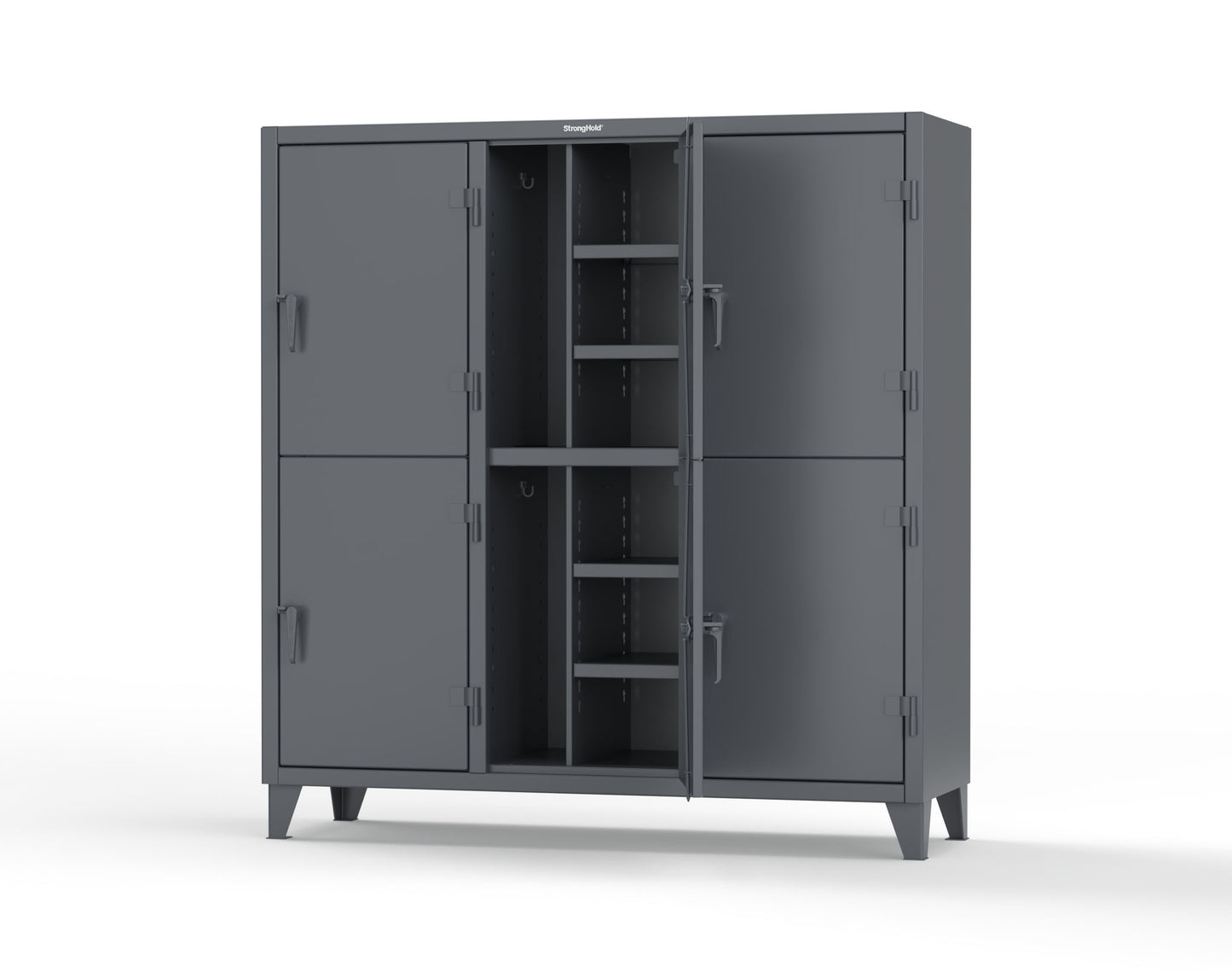 Extreme Duty 12 GA Double-Tier Locker with 6 Compartments, 12 Shelves, Coat Hooks - 74 in. W x 24in. D x 78 in. H - 66-24-2TPL-7024