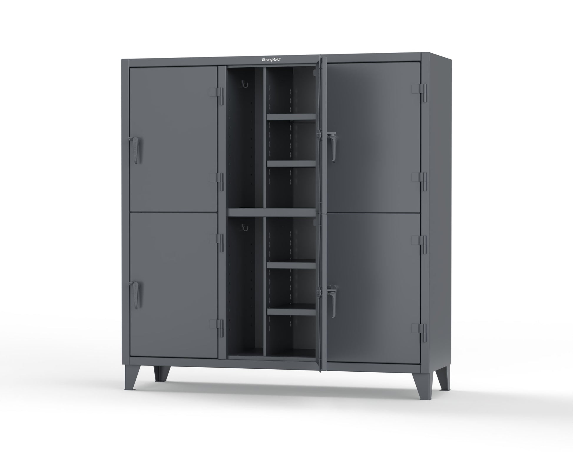 Extreme Duty 12 GA Double-Tier Locker with 6 Compartments, 12 Shelves, Coat Hooks - 74 in. W x 24in. D x 78 in. H - 66-24-2TPL-7024
