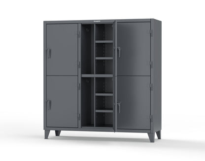 Extreme Duty 12 GA Double-Tier Locker with 6 Compartments, 12 Shelves, Coat Hooks - 74 in. W x 24in. D x 78 in. H - 66-24-2TPL-7024