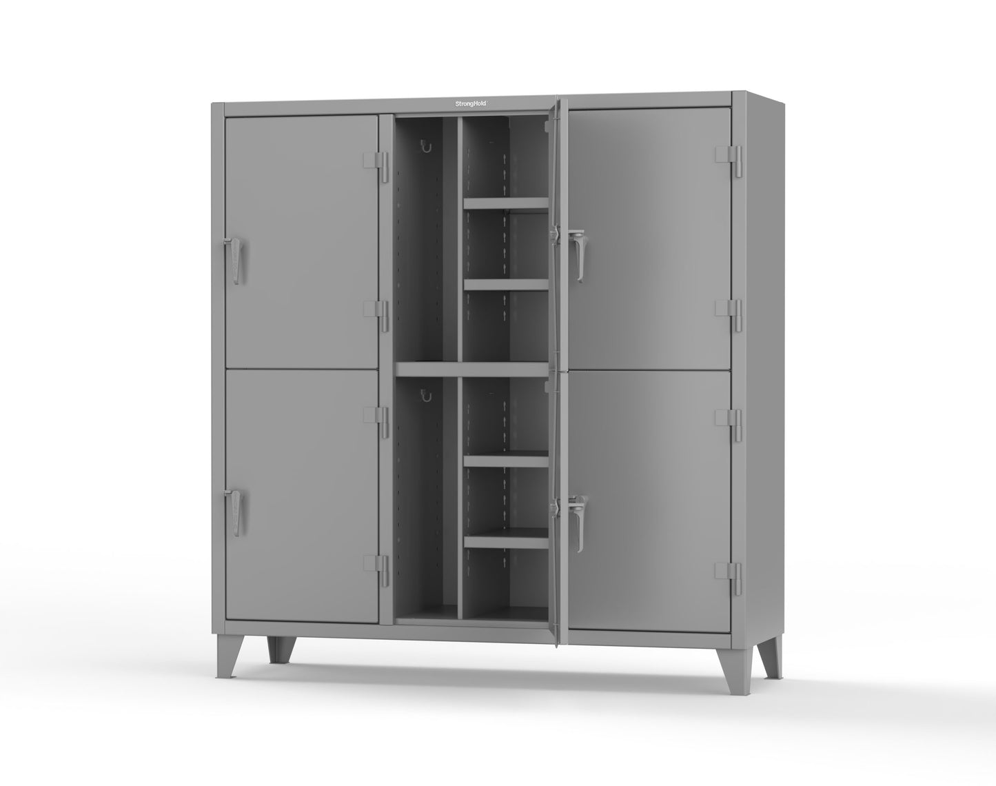 Extreme Duty 12 GA Double-Tier Locker with 6 Compartments, 12 Shelves, Coat Hooks - 74 in. W x 24in. D x 78 in. H - 66-24-2TPL-7037
