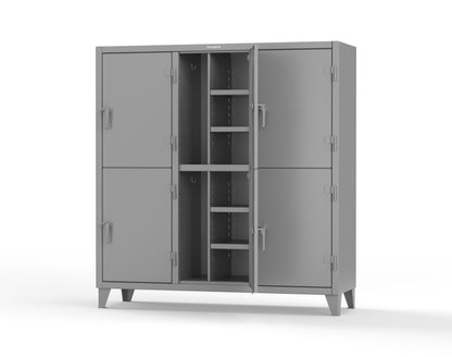 Extreme Duty 12 GA Double-Tier Locker with 6 Compartments, 12 Shelves, Coat Hooks - 74 in. W x 24in. D x 78 in. H - 66-24-2TPL-7037