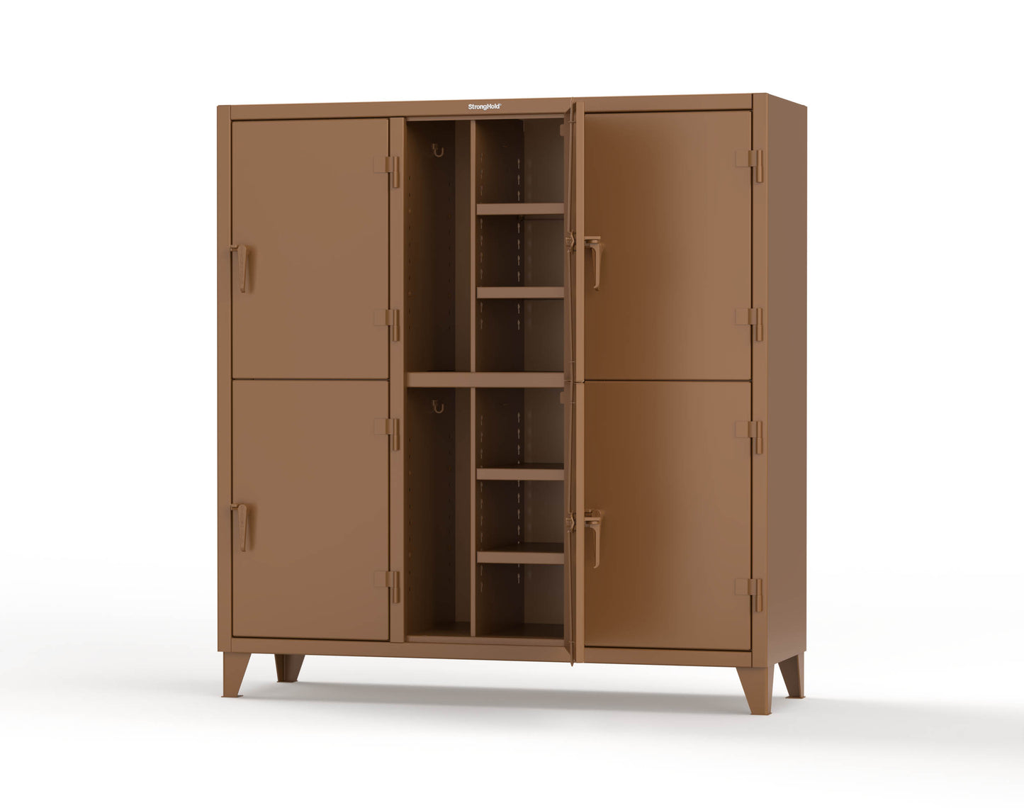 Extreme Duty 12 GA Double-Tier Locker with 6 Compartments, 12 Shelves, Coat Hooks - 74 in. W x 24in. D x 78 in. H - 66-24-2TPL-8025