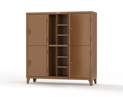 Extreme Duty 12 GA Double-Tier Locker with 6 Compartments, 12 Shelves, Coat Hooks - 74 in. W x 24in. D x 78 in. H - 66-24-2TPL-8025