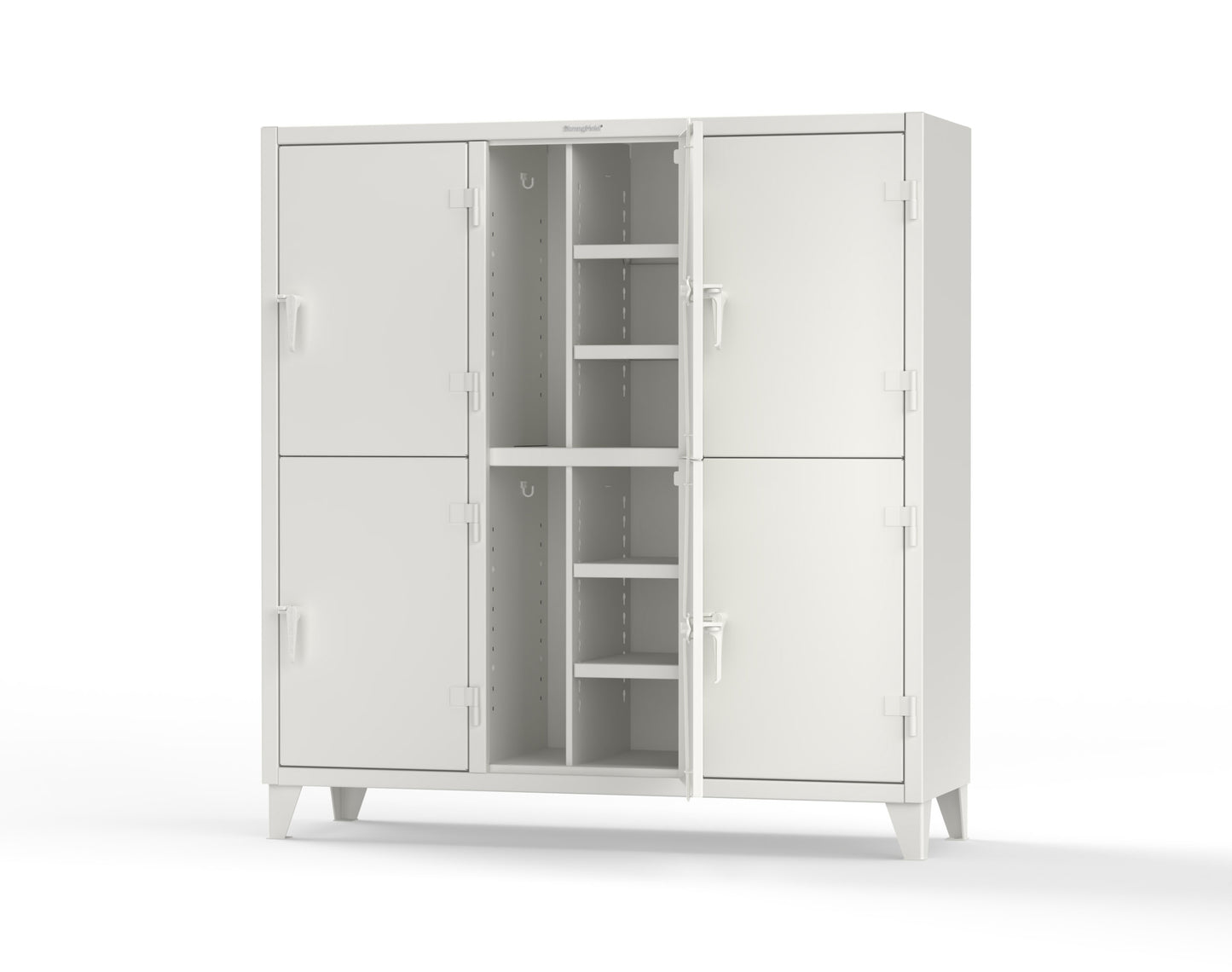 Extreme Duty 12 GA Double-Tier Locker with 6 Compartments, 12 Shelves, Coat Hooks - 74 in. W x 24in. D x 78 in. H - 66-24-2TPL-9003
