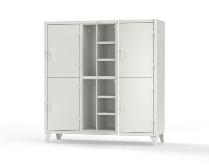 Extreme Duty 12 GA Double-Tier Locker with 6 Compartments, 12 Shelves, Coat Hooks - 74 in. W x 24in. D x 78 in. H - 66-24-2TPL-9003