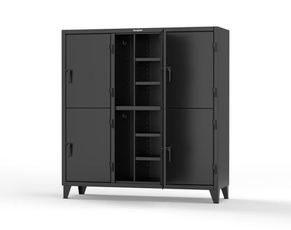 Extreme Duty 12 GA Double-Tier Locker with 6 Compartments, 12 Shelves, Coat Hooks - 74 in. W x 24in. D x 78 in. H - 66-24-2TPL-9005