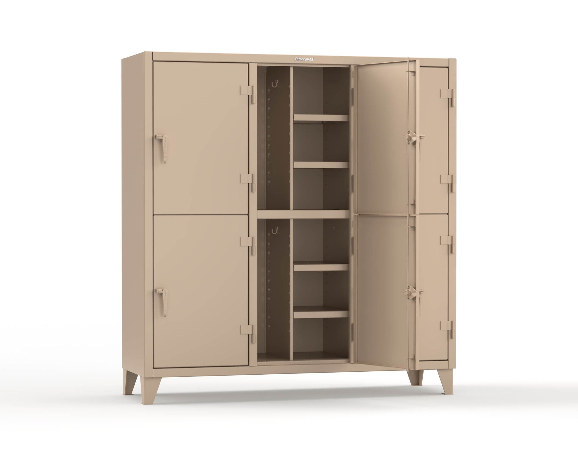 Extreme Duty 12 GA Double-Tier Locker with 6 Compartments, 12 Shelves, Coat Hooks - 74 in. W x 24in. D x 78 in. H - 66-24-2TPL-1019