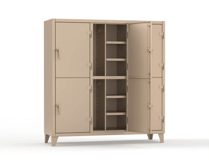 Extreme Duty 12 GA Double-Tier Locker with 6 Compartments, 12 Shelves, Coat Hooks - 74 in. W x 24in. D x 78 in. H - 66-24-2TPL-1019