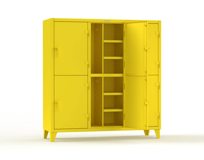 Extreme Duty 12 GA Double-Tier Locker with 6 Compartments, 12 Shelves, Coat Hooks - 74 in. W x 24in. D x 78 in. H - 66-24-2TPL-1023