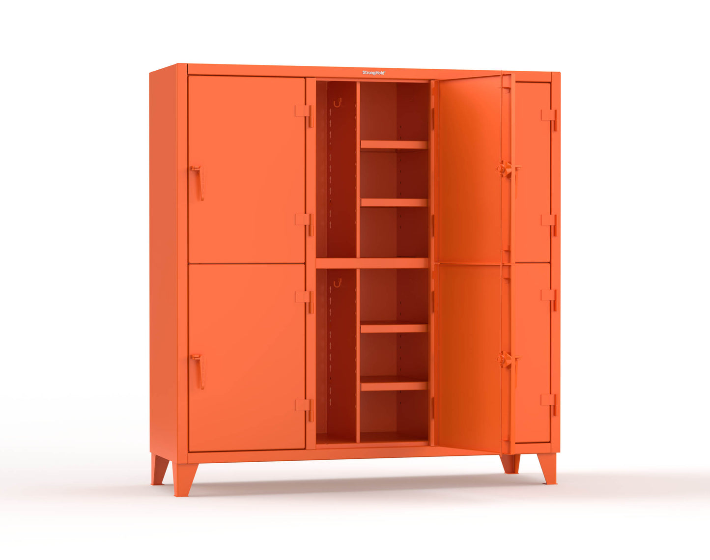 Extreme Duty 12 GA Double-Tier Locker with 6 Compartments, 12 Shelves, Coat Hooks - 74 in. W x 24in. D x 78 in. H - 66-24-2TPL-2004