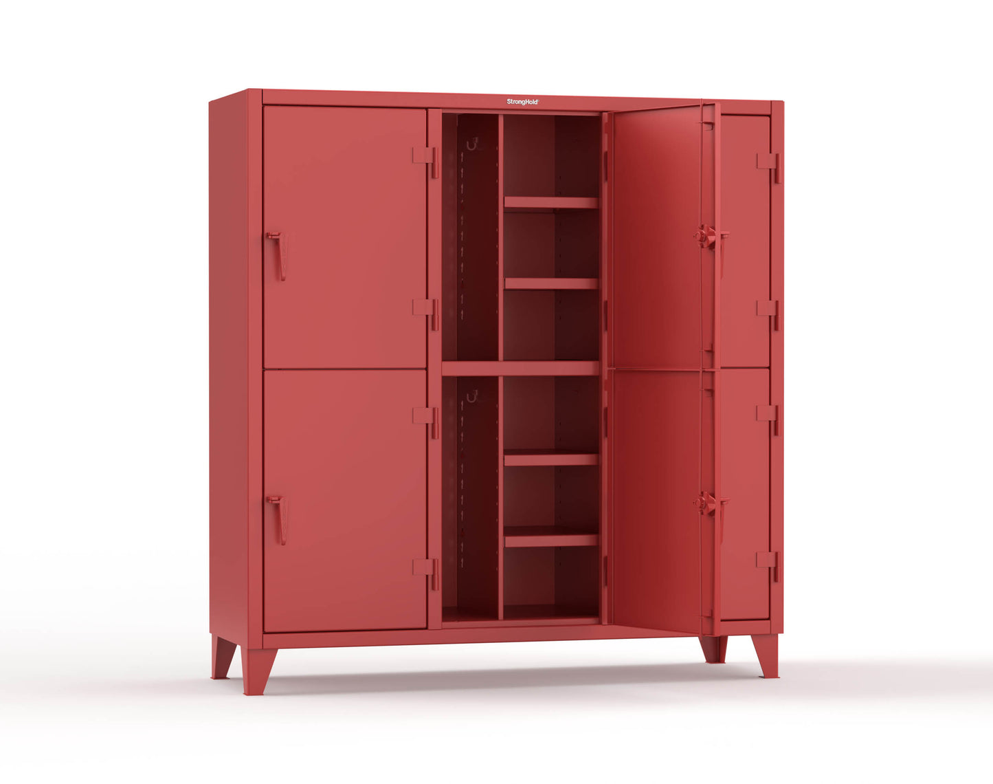 Extreme Duty 12 GA Double-Tier Locker with 6 Compartments, 12 Shelves, Coat Hooks - 74 in. W x 24in. D x 78 in. H - 66-24-2TPL-3001