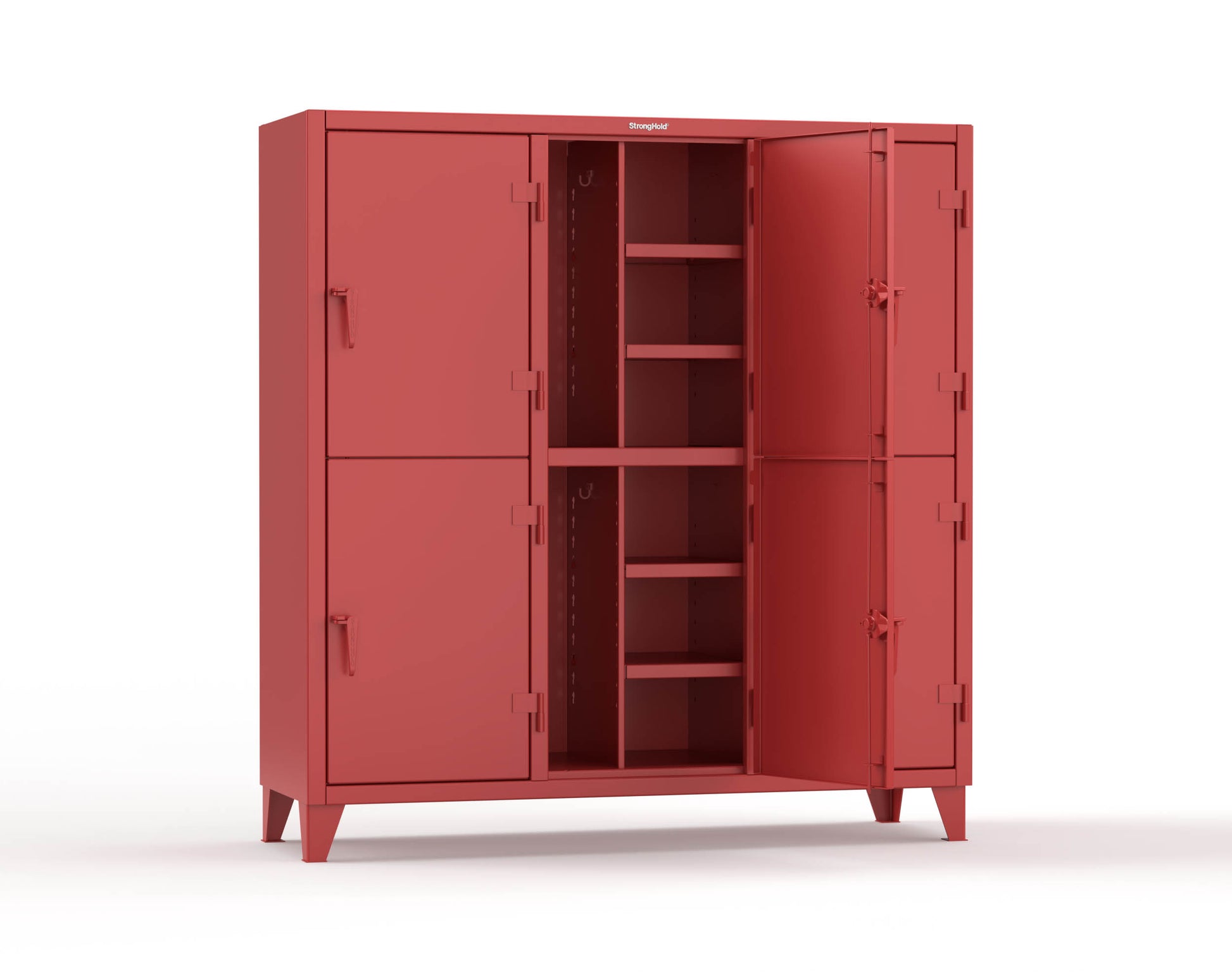 Extreme Duty 12 GA Double-Tier Locker with 6 Compartments, 12 Shelves, Coat Hooks - 74 in. W x 24in. D x 78 in. H - 66-24-2TPL-3001