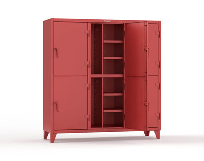 Extreme Duty 12 GA Double-Tier Locker with 6 Compartments, 12 Shelves, Coat Hooks - 74 in. W x 24in. D x 78 in. H - 66-24-2TPL-3001