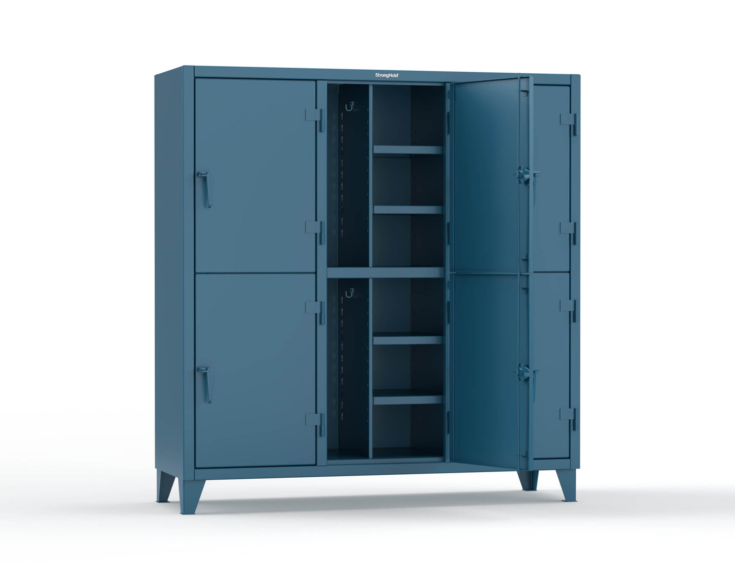Extreme Duty 12 GA Double-Tier Locker with 6 Compartments, 12 Shelves, Coat Hooks - 74 in. W x 24in. D x 78 in. H - 66-24-2TPL-5010