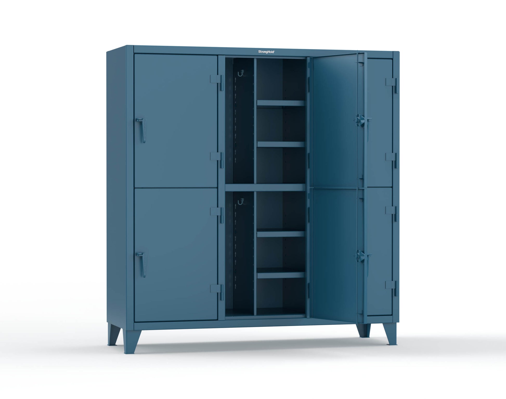 Extreme Duty 12 GA Double-Tier Locker with 6 Compartments, 12 Shelves, Coat Hooks - 74 in. W x 24in. D x 78 in. H - 66-24-2TPL-5010