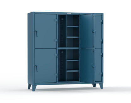Extreme Duty 12 GA Double-Tier Locker with 6 Compartments, 12 Shelves, Coat Hooks - 74 in. W x 24in. D x 78 in. H - 66-24-2TPL-5010