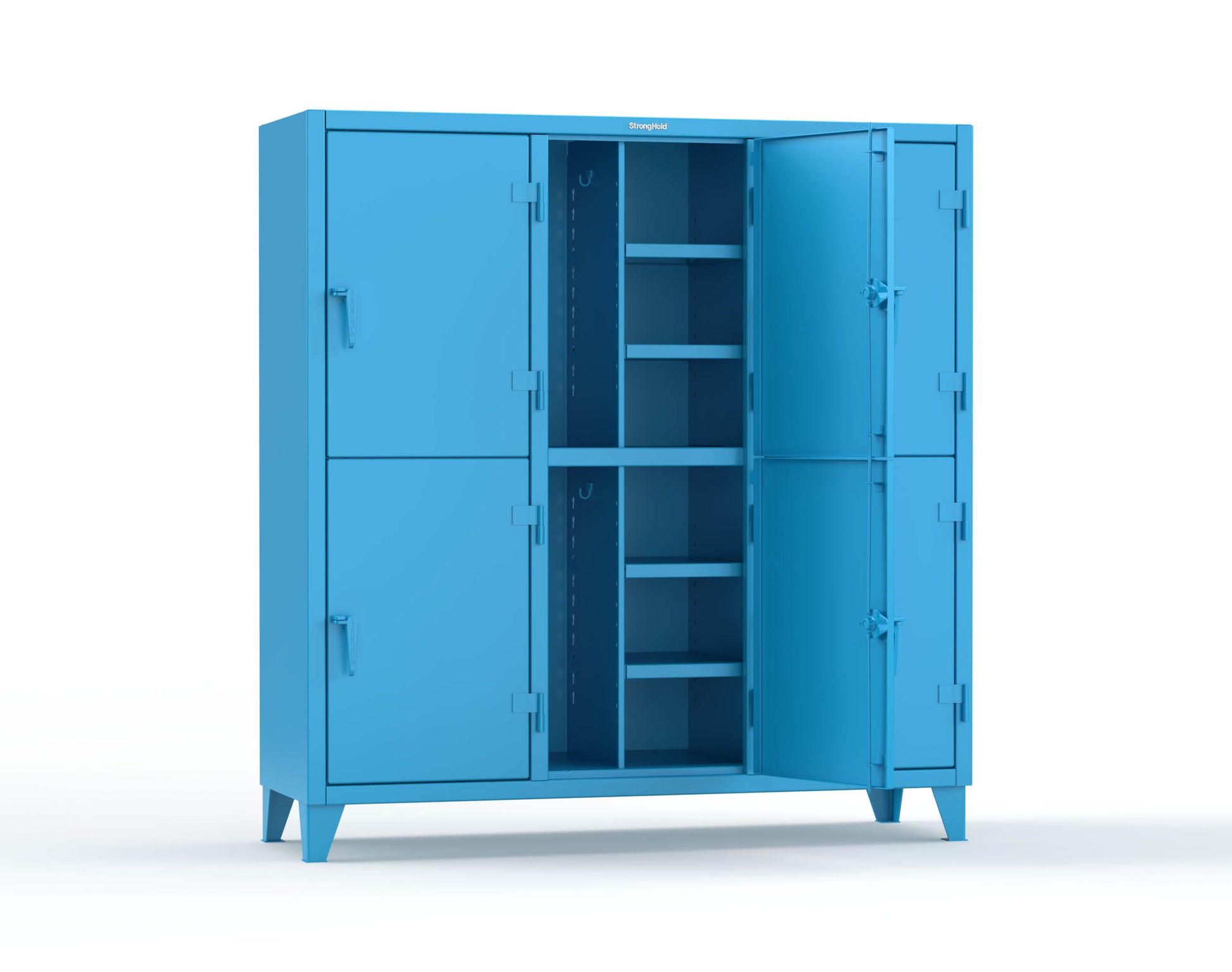 Extreme Duty 12 GA Double-Tier Locker with 6 Compartments, 12 Shelves, Coat Hooks - 74 in. W x 24in. D x 78 in. H - 66-24-2TPL-5012