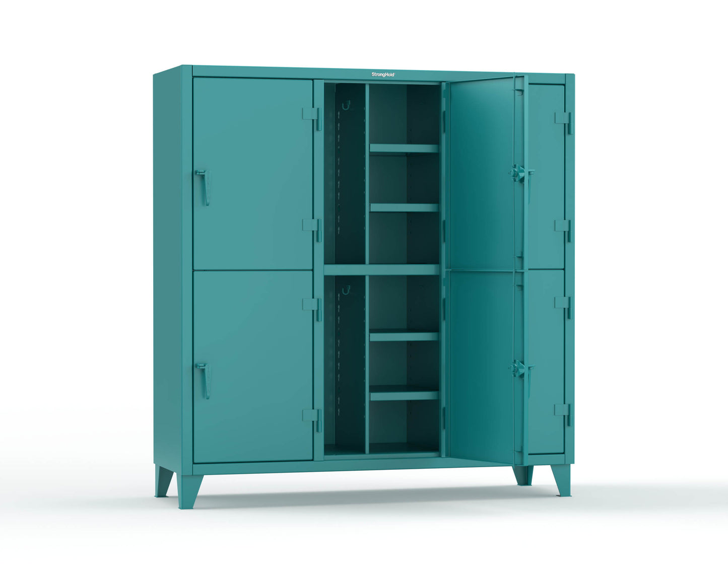 Extreme Duty 12 GA Double-Tier Locker with 6 Compartments, 12 Shelves, Coat Hooks - 74 in. W x 24in. D x 78 in. H - 66-24-2TPL-5021