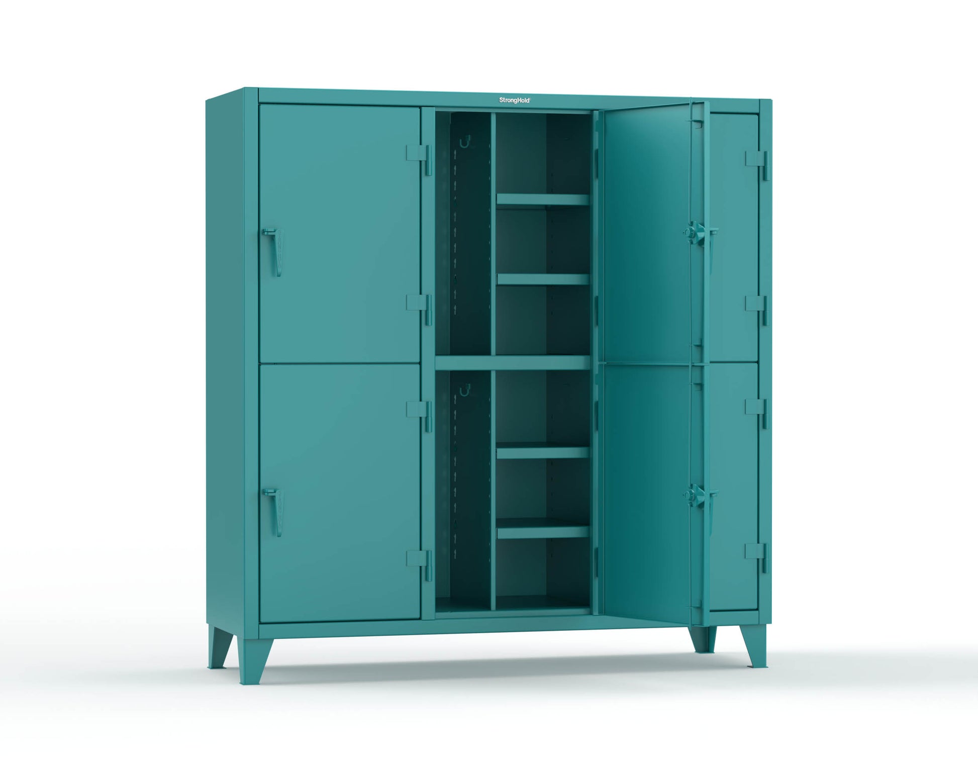 Extreme Duty 12 GA Double-Tier Locker with 6 Compartments, 12 Shelves, Coat Hooks - 74 in. W x 24in. D x 78 in. H - 66-24-2TPL-5021