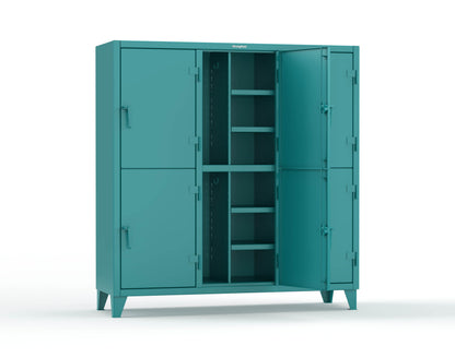 Extreme Duty 12 GA Double-Tier Locker with 6 Compartments, 12 Shelves, Coat Hooks - 74 in. W x 24in. D x 78 in. H - 66-24-2TPL-5021